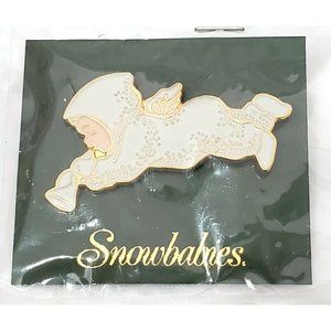 Dept 56 SNOWBABIES PIN flat metal enamel lapel brooch Angel Snowbaby jewelry